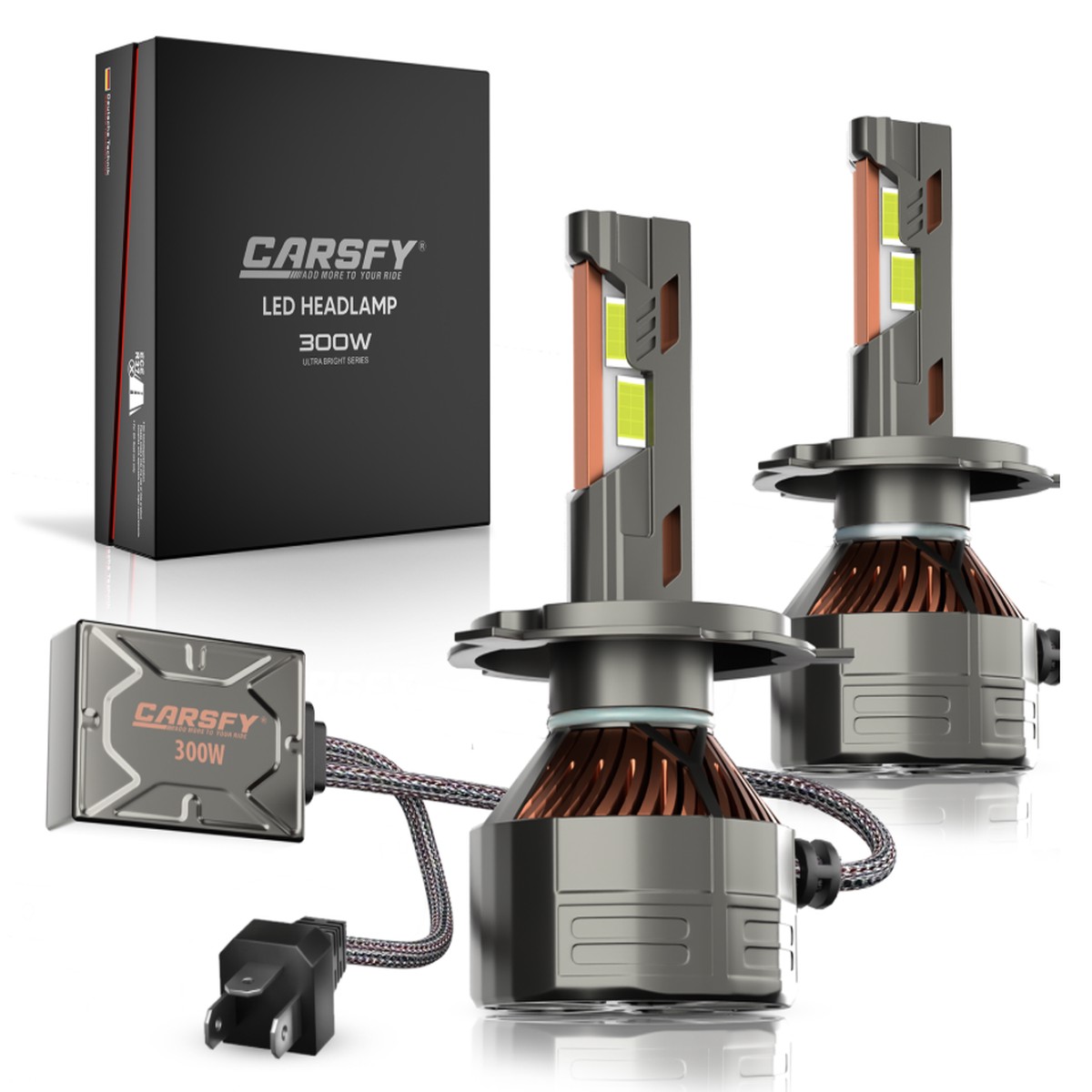 Carsfy 300W 30,000 Lumens 6000K High-Power LED Headlight Bulb Set for Cars