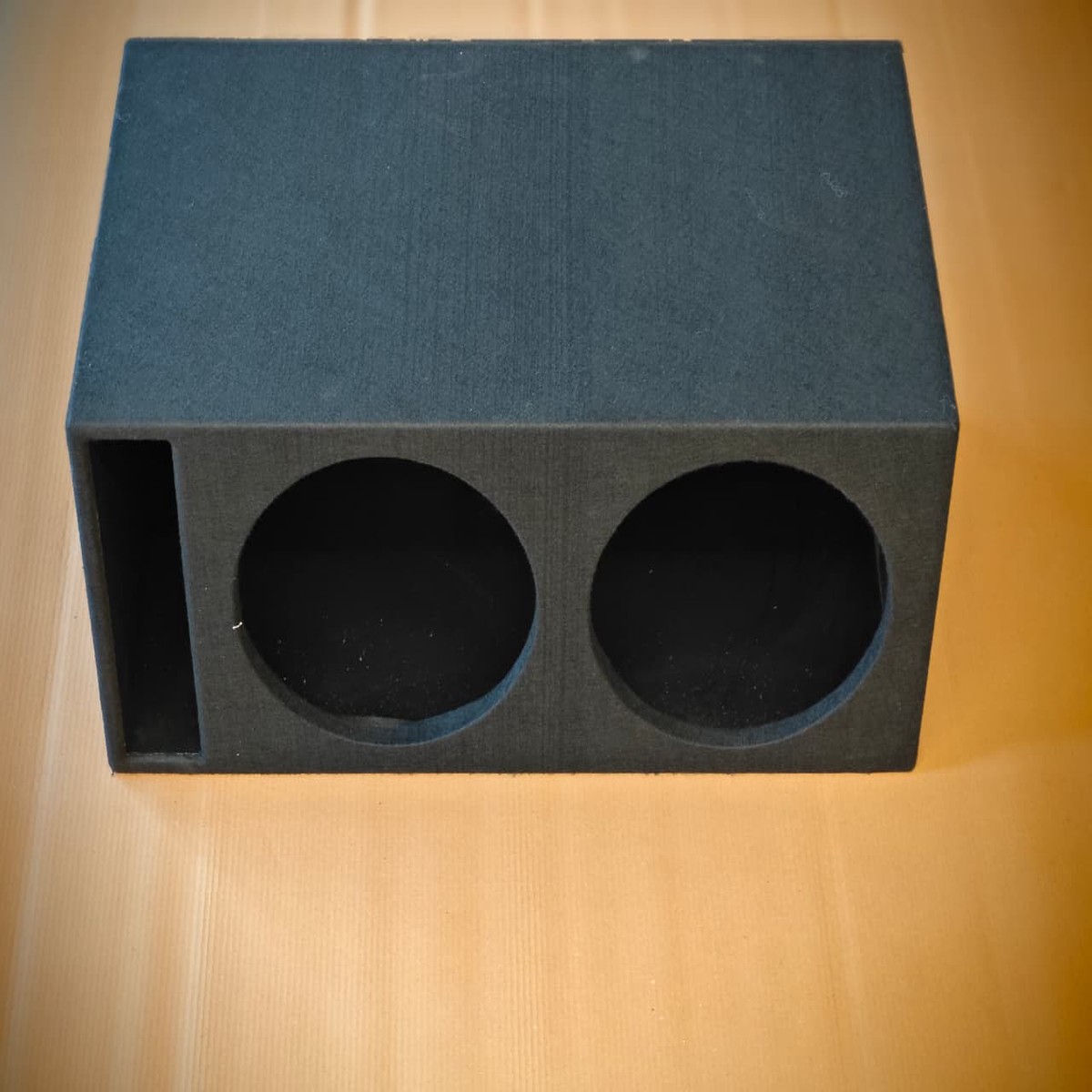 Pro-Series Dual 12″ Custom Carpet L-Port Subwoofer Enclosure | Heavy-Duty 18mm MDF | Precision Tuned @ 34Hz