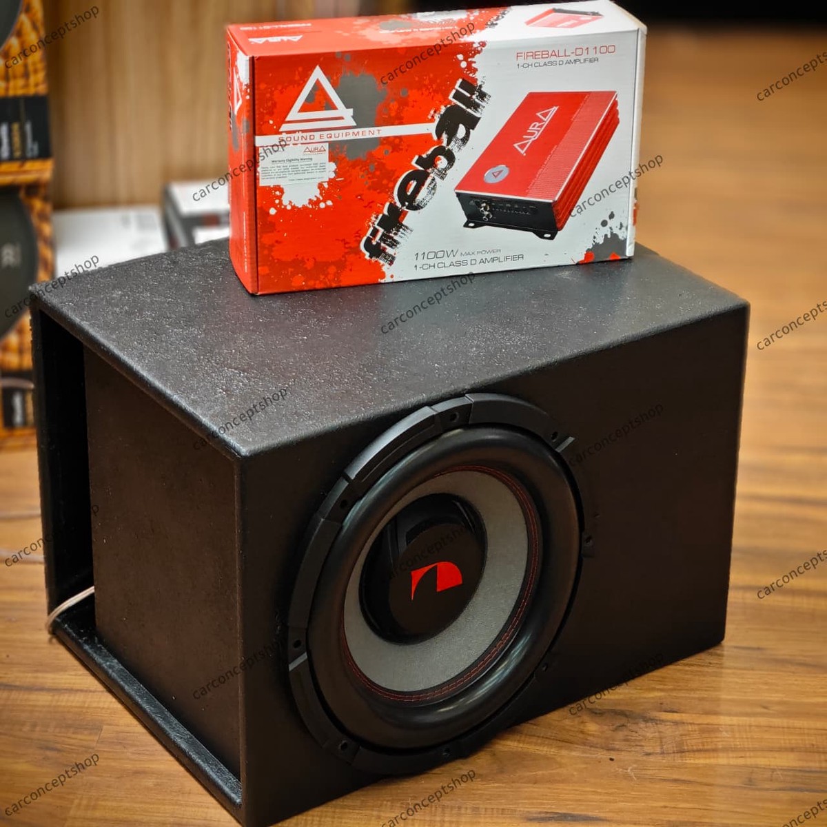Nakamichi Car Audio High-Performance Bass Package: 12″ Subwoofer + Aura Fireball D1100 Mono Amp + 36Hz Tuned Slotted Enclosure