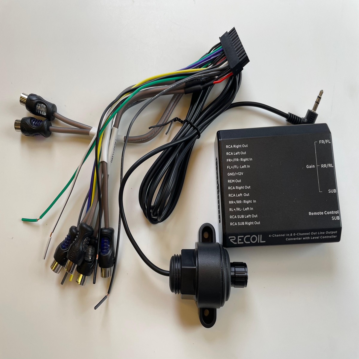 Recoil 6-Channel Active Hi-Lo Converter with Remote Bass Control Knob