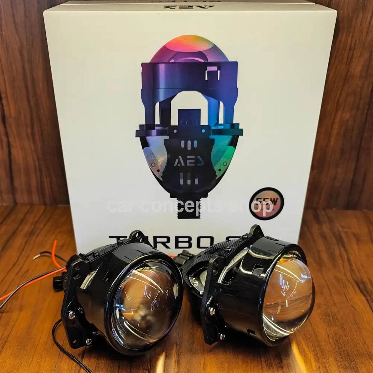 AES Turbo Se 55 Watts Bi-led Headlight Projector Rainbow Lens
