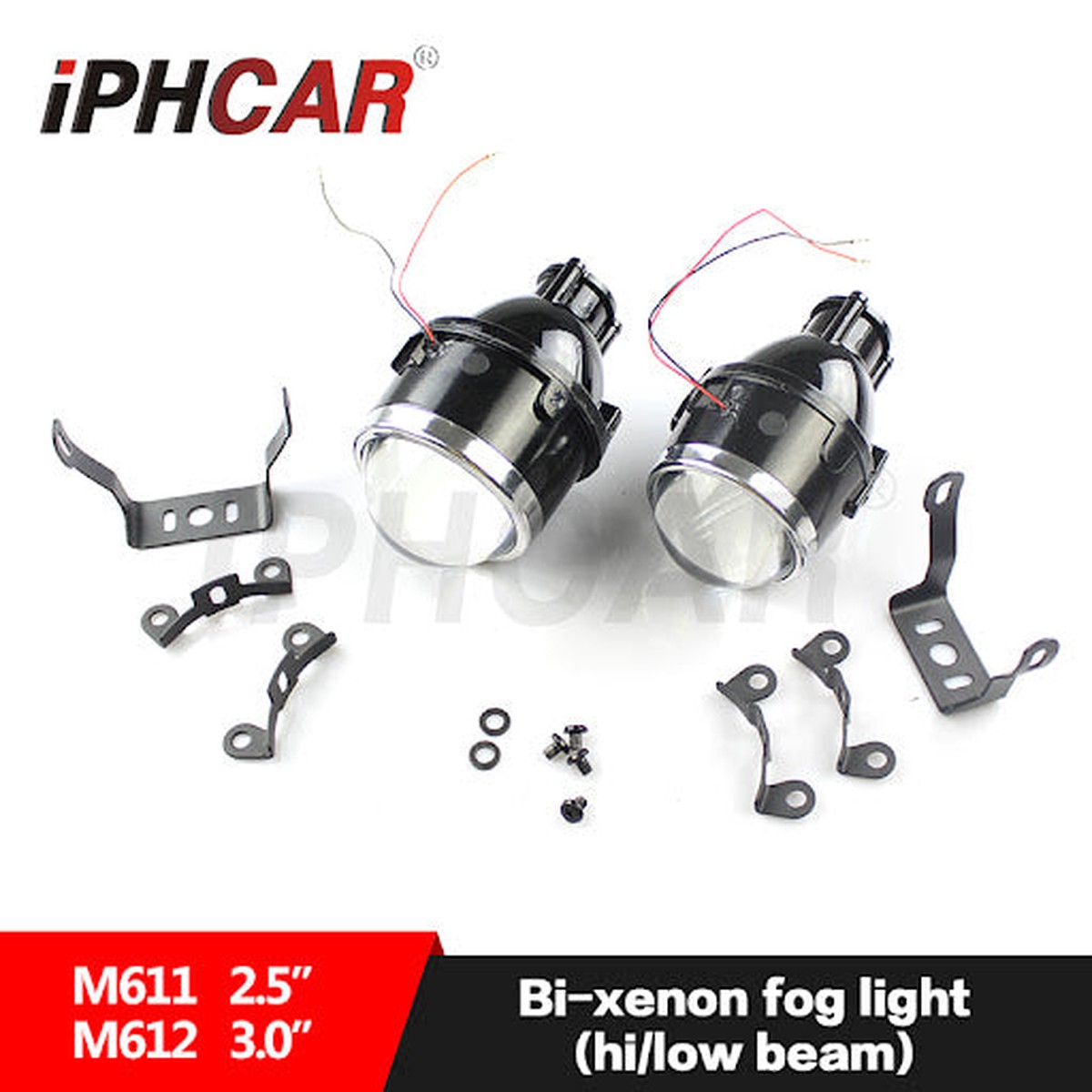 IPHCAR 3-Inch Bi-Xenon Hi-Low Beam Fog Lamp Projector Lens (Set of 2) Without HID