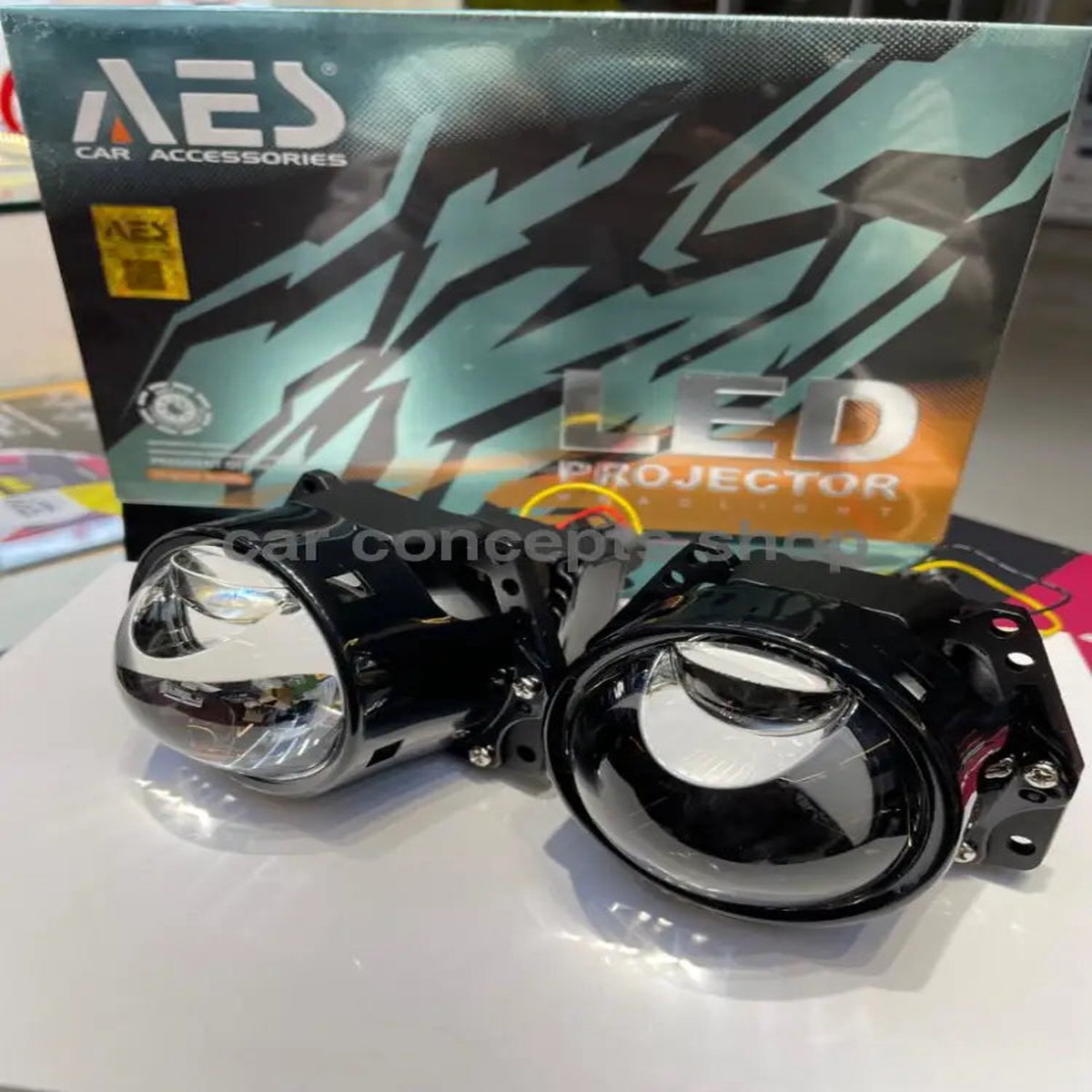 AES 3 Inch Quattro Lens Headlamp Projector 6000k Dual Lens