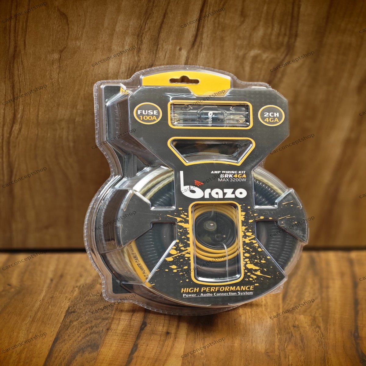 BRAZO BRK4GA Amp Wiring Kit | 4GA Copper Cable Gold RCA