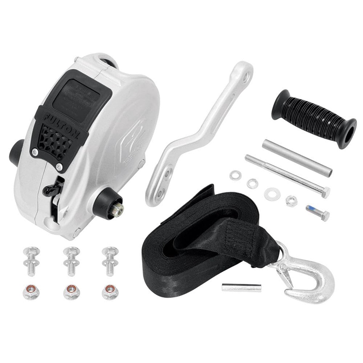 Fulton F2 Trailer Winch 1,600 lbs.  Single Speed w/Strap, Sharkskin Finish