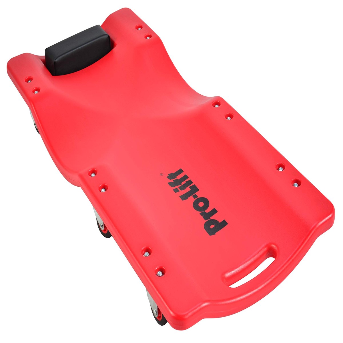 ProLift Mechanic Plastic Creeper 36 Inch  Blow Molded Ergonomic HDPE Body with Padded Headrest  300 Lbs Capacity Red