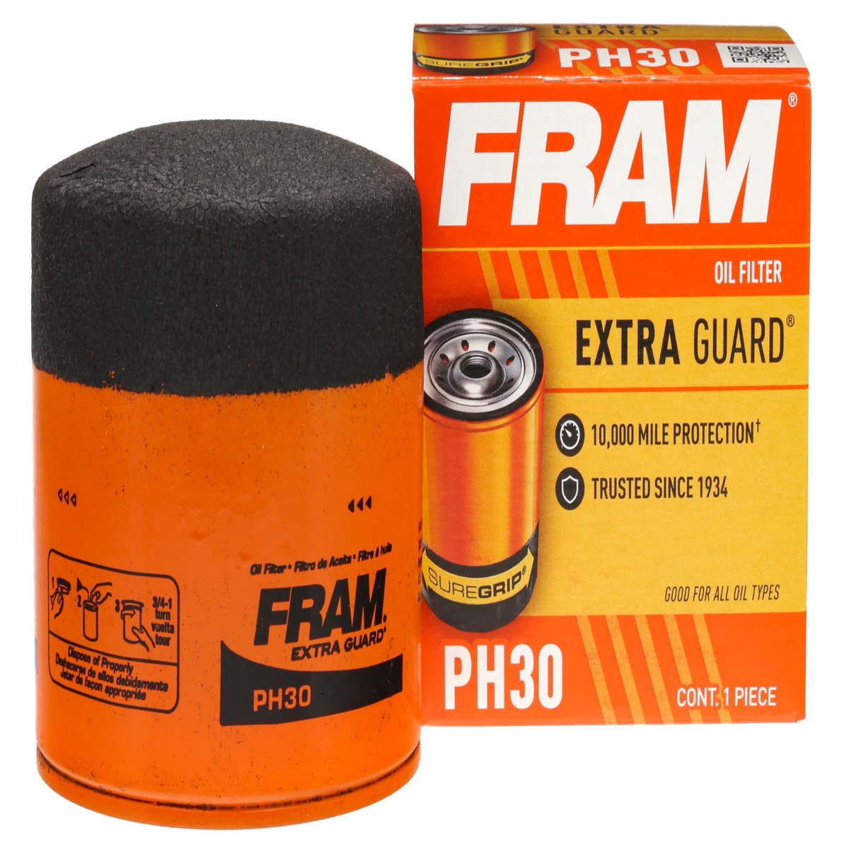 FRAM Extra Guard PH30, 10K Mile Change Interval SpinOn Oil Filter