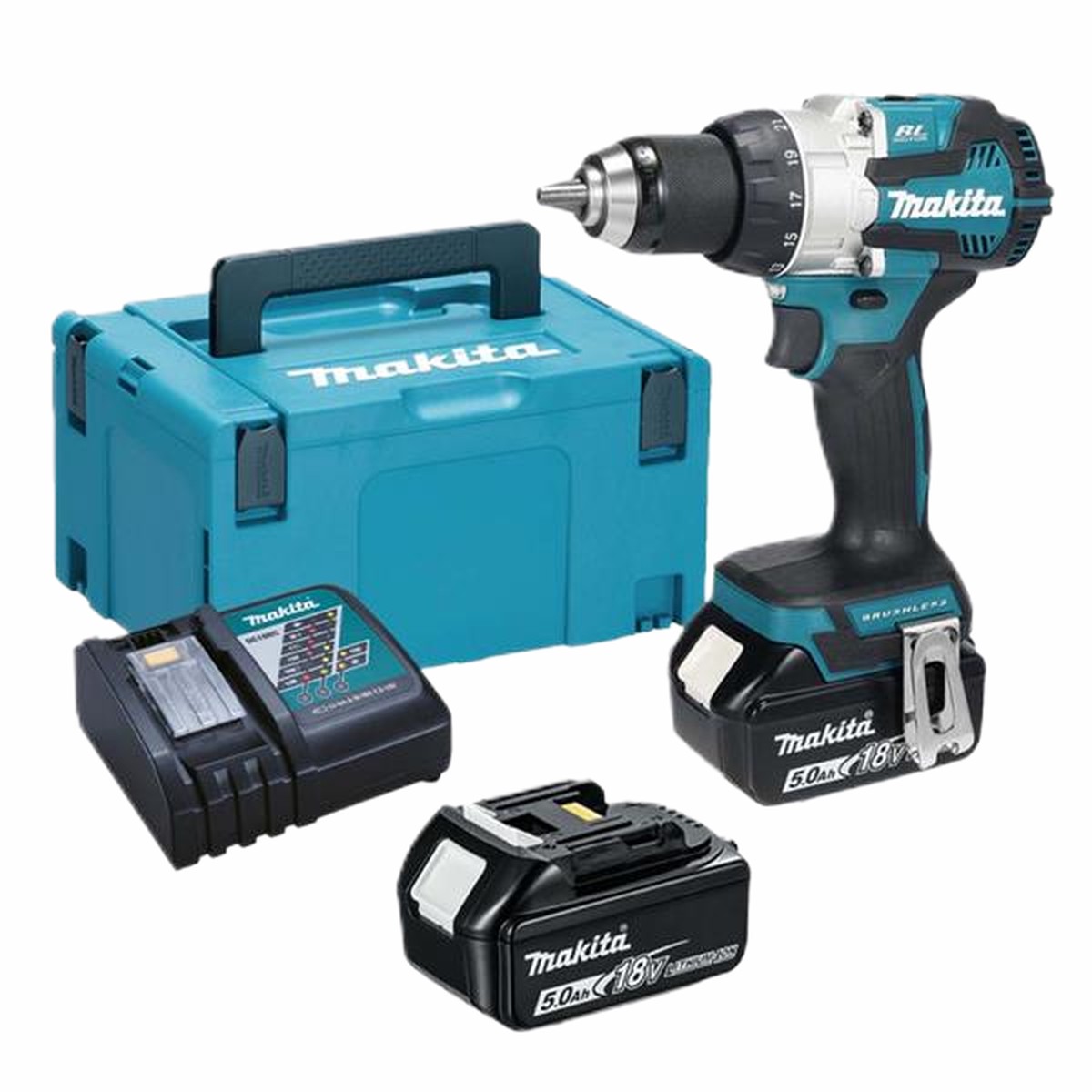 18V Combi Drill Bl LXT (inc. x2 5ah batteries, cha